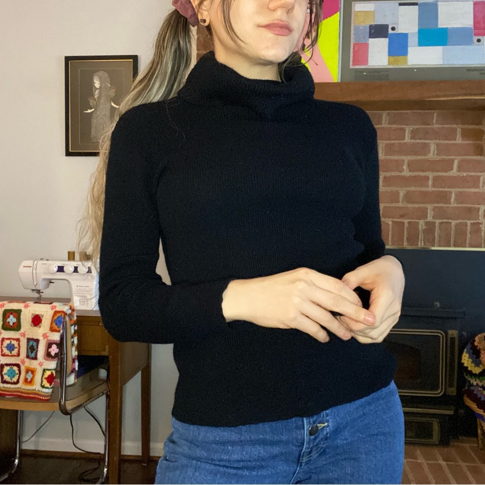 Vintage 70s Italy Made Woodward & Lothrop Washington RIbbed Cowlneck Tur…